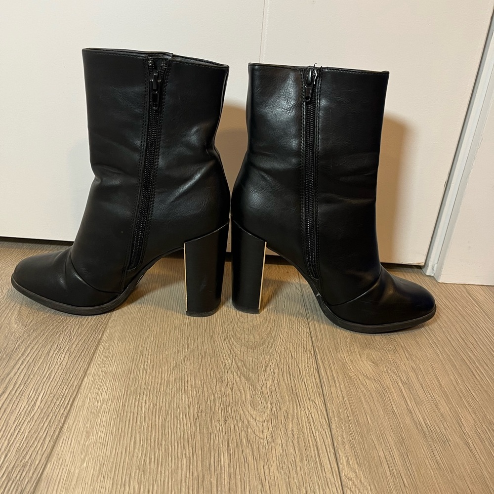 Call It Spring Leather with Gold Heeled Booties